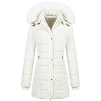 Chrisuno Women's Warm Winter Coat Velvet Puffer Jacket Quilted Faux Fur Hood