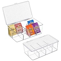2 Pack Stackable Tea Bag Organizer, Vtopmart Plastic Storage Box for Kitchen Pantry Cabinets and Countertops, Holder Bags, Coffee, Sugar Packets, Small Packets