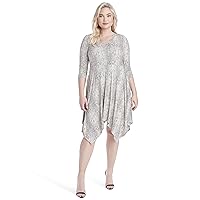 Jessica Simpson Women's Plus Size Kaelin 3/4 Sleeve Handkerchief Hem Dress