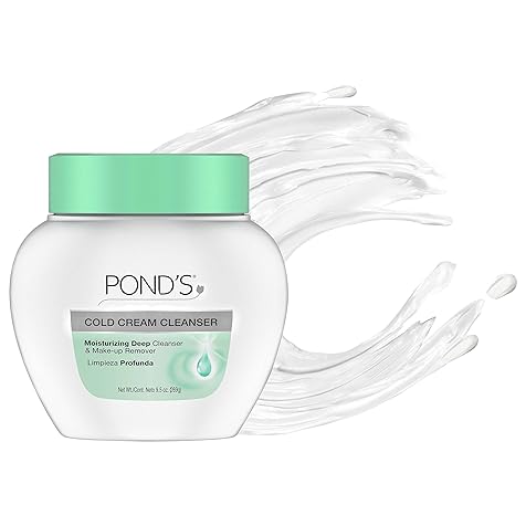 Pond's Cold Face Cream, Skin Care Facial Cleanser for All Skin Types, Deep Moisturizing Face Wash & Makeup Remover, 9.5 oz, 3 Pack