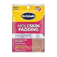 Dr. Scholl's Moleskin Padding Strips, 3 Strips // Thin, Flexible Cushioning & Pain Relief - Cut to Any Size - Doctor Recommended - Strip Size 4 1/8 Inches X 3 3/8 Inches