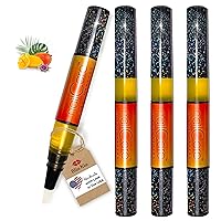 Cuticle Oil Pen for Nails - Nail Strengthener & Growth Treatment Serum for Damaged Nails, Hangnails w/Jojoba cuticle oil—Bali Mango Fragrance - Holographic Glitter Pens 4-Pack