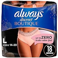 Always Discreet Boutique Adult Incontinence & Postpartum Underwear for Women, Maximum Protection, Peach, Large, 18 Count (Packaging May Vary)