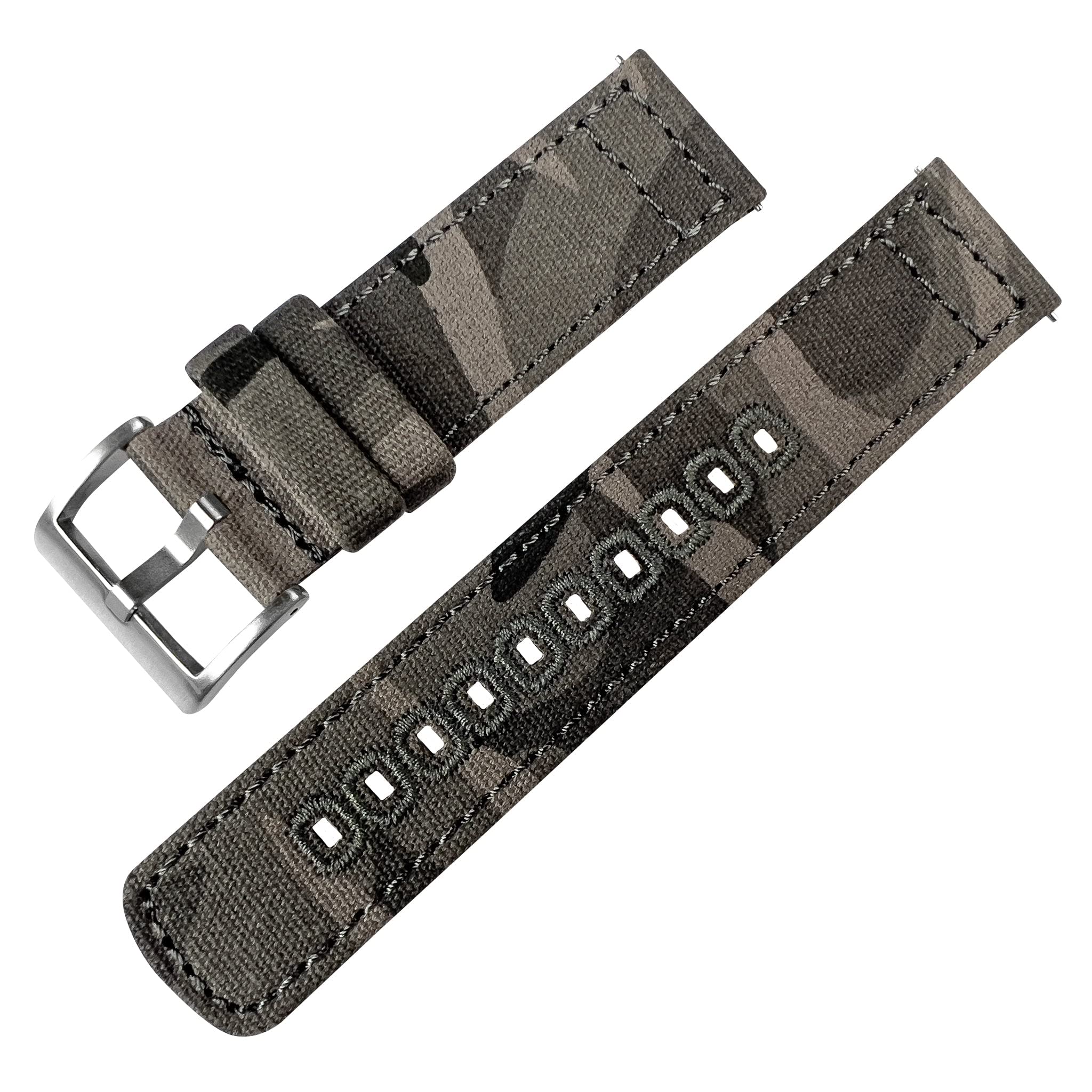 BARTON Camouflage Canvas Quick Release Watch Band Straps - Choose Color & Width - 18mm, 19mm, 20mm, 21mm, 22mm, 23mm, or 24mm