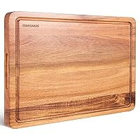 Cutting Boards, 24 x 18 Inch Extra Extra Large Acacia Wooden Cutting Board for Kitchen, Edge Grain Wood Chopping Board with Juice Groove and Handles, Pre-Oiled Carving Tray for Meat & Cheese