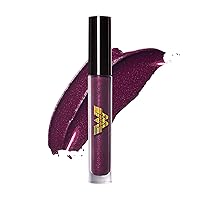 x WW84 Wonder Woman Warrior Glitter Lipcolor, Transforming Matte to Shimmer Full Coverage Liquid Lipstick in Purple, 002 Gear Up, 0.12 fl oz (7257248002)
