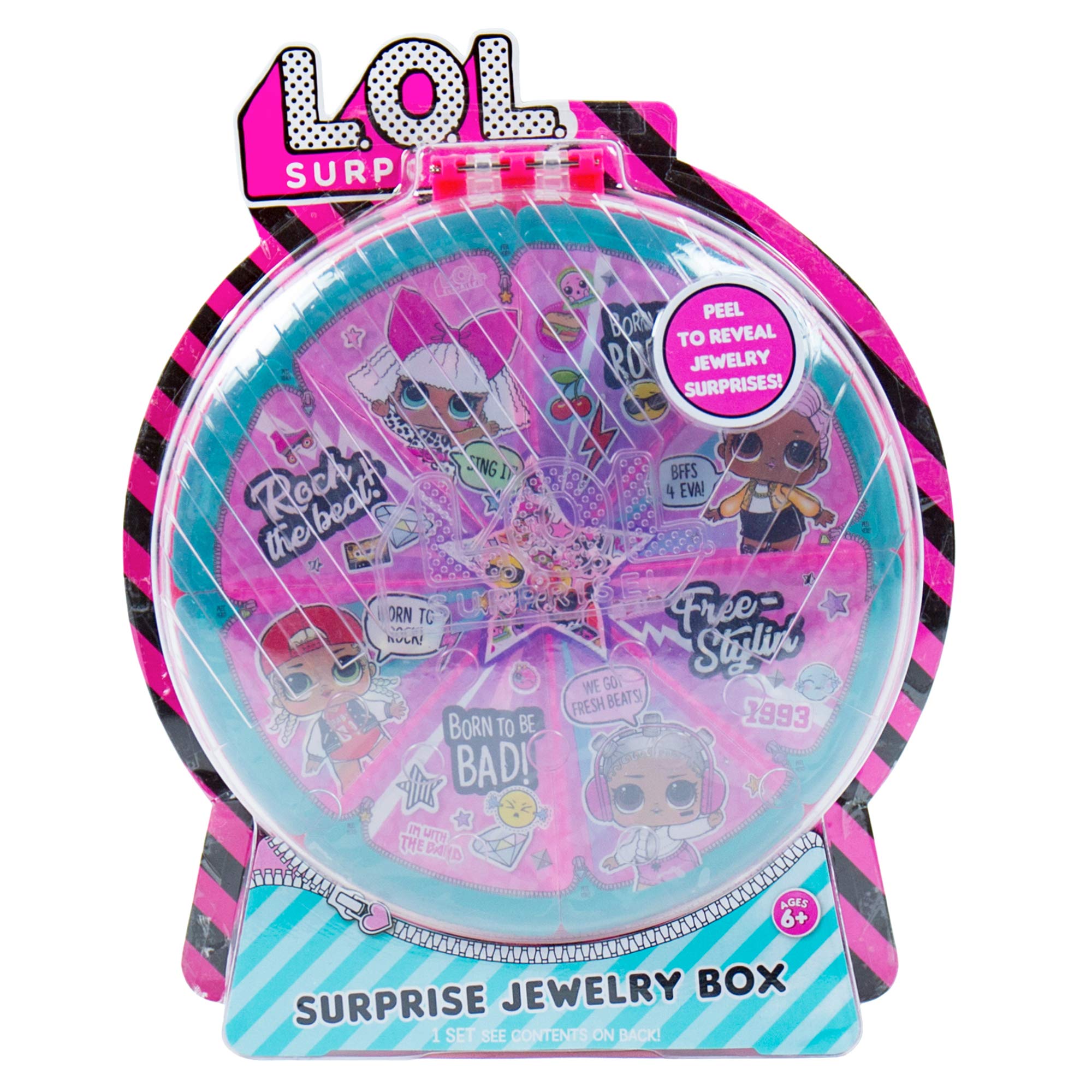 Horizon Group USA L.O.L. Surprise! Surprise Reveal Jewelry Box, Peel to Reveal Jewelry Pieces.DIY Jewelry Making Kit.Activity Kit Includes 1200+ Charms & Beads Along with Storage Box.