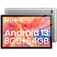 TPZ Tablet 10 Inch Android Tablet, 8 (4+4) GB RAM + 64GB ROM (1TB TF) Android 13 Tablet PC, 7000 mAh, 1280 x 800 IPS Touch Screen, 2.4G+5G WiFi 6, Dual Camera/Bluetooth 5.0, Google GMS/Type C (2024)
