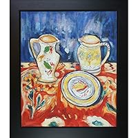 overstockArt Maurer Still Life Breton Pottery with Wood Frame, Black Finish