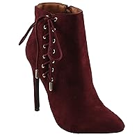 X2B Women's Tacita-1 Faux Suede Pointed-Tow Ankle-high High Heel Booties