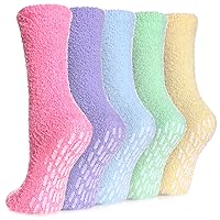 MQELONG Slipper Socks for Women Cozy Hospital Socks Soft Fluffy with Grips Socks Warm Fuzzy Socks Non Slip Grip Socks