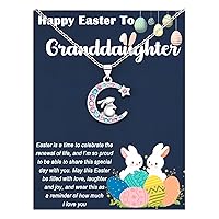 Easter Bunny Necklace for Daughter/Granddaughter Easter Jewelry Gifts for Little Girls Teens