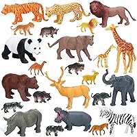 Jumbo Safari Animal Figures: Realistic Large Zoo Toys Set - Tiger, Lion, Elephant, Giraffe for Kids & Toddler Parties
