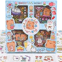 Cute Animal Stickers Set (100 Sheets) -Kawaii Clear PET Transparent Cartoon Decorative Scrapbooking Supplies for Bullet Journaling,Diary,DIY Arts Crafts,Album,Planner,Junk Journals,Calendars Notebook