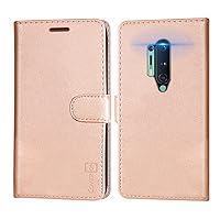 CoverON Wallet Designed for OnePlus 8 pro Case, RFID Blocking Protection Flip Folio Stand PU Leather Phone Pouch - Rose Gold