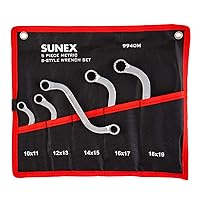 SUNEX TOOLS 9940M Metric S-Style Wrench Set, Fully Polished, 10 x 11mm - 18 X 19mm, 5-Piece
