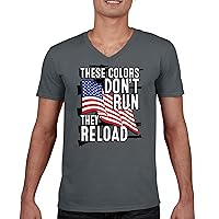 These Colors Don't Run They Reload V-Neck T-Shirt 2nd Amendment 2A Don't Tread on Me Second Right American Flag Tee