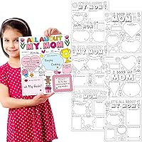 48Pcs Mother’s Day Coloring Poster, All About Mom Poster for Kids Mother’s Day Craft Gifts DIY Fun Home School Party Activities