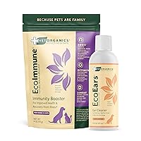 Vet Organics EcoEars Dog Ear Cleaner 8oz & EcoImmune 4oz - Immune Support Supplement - Bundle!