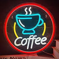 Coffee Bar Neon Sign for Wall, Coffee Shop Sign for Cafe, Coffee Station, Coffee Cup Led Light up Sign Art Decoration for Café Business, Restaurant, Hotel
