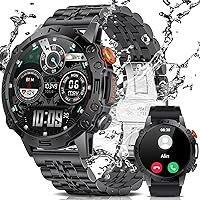 Military Smart Watch for Men, 1.43 Inch Amoled Ultra HD Rugged Sports Watch with 120+ Sport Modes, 5ATM Waterproof, 45 Days Battery, Indoor and Outdoor Fitness Tracker with Call, Sleep Monitor