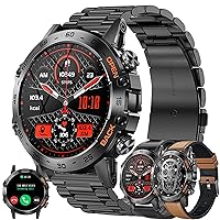 Men's Smartwatch with Phone Function, 1.39 Inch Touchscreen with Bluetooth Calls, IP68 Waterproof Fitness Watch with Heart Rate Monitor, Sleep Monitor, Pedometer, Sports Watch for iOS Android (Black)