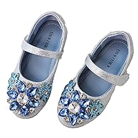 owiluup Girls Dress Shoes Mary Jane Princess Hook and Loop Glitter Party Flats