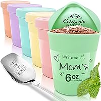 Portion Control Ice Cream Containers for Homemade Ice Cream (6 oz. Each, 6 Pack), Airtight Food Storage Containers with Lids, Single Serving Mini Freezer Cups for Adults and Kids, Snack Size