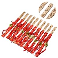 100 Pairs 9.5 Inch Natural Bamboo Chopsticks with Red Embroidery Pouches – With Custom Personalized Engraving of Names and Date – For Chinese or Japanese Traditional Wedding Favors and Wedding Dinner