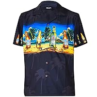 Favant Hawaiian Shirts - Beer Bottle Band Comfortable Hawaiian Beach Shirt for Men. Lightweight Fast Dry Mens Hawaiian Shirts