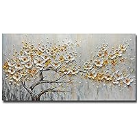 V-inspire Art,24x48 Inch Modern Hand painted - Lucky Tree - Art Abstract Oil Painting On Frame 3d Acrylic Canvas Landscape Wall Art For Living room Bedroom Decorations