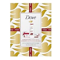 Dove Cherry and Chia Milk Shower Collection Gift Set – Revitalizing Dove Body Wash, Dove Body Scrub, Dove Body Soap + Body Pouf, Christmas Gifts for Women (4 Piece Set)