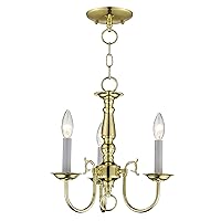 Livex Lighting 5013-02 Williamsburg 3 Light POLISHED BRASS Hanging Lantern / Flush Mount Mini Chandelier.