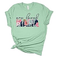 Women's Mother's Day One Loved Mama Grandma Short Sleeve T-Shirt Graphic Tee Mint