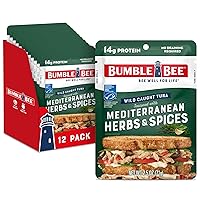 Bumble Bee Mediterranean Herbs & Spices Tuna, 2.5 oz Pouches (Pack of 12) - Ready to Eat - Wild Caught - 16g Protein per Serving - No Draining Required