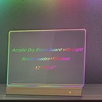 Wireless Acrylic Dry Erase Board with Light - 12 x 10