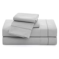 32624 Full Size Hotel Style Premium Silky Ultra-Soft Luxury Cooling Technology Machine Washable Quick Dry Anti-Wrinkle Bedding 4-Piece Sheets and Pillowcases Set, Full, Grey