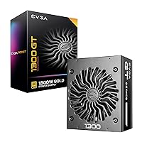 EVGA 1300 GT, 80 Plus Gold 1300W, Fully Modular, Eco Mode with FDB Fan, 100% Japanese Capacitors, 10 Year Warranty, Includes Power ON Self Tester, Compact 180mm Size, Power Supply 220-GT-1300-X1