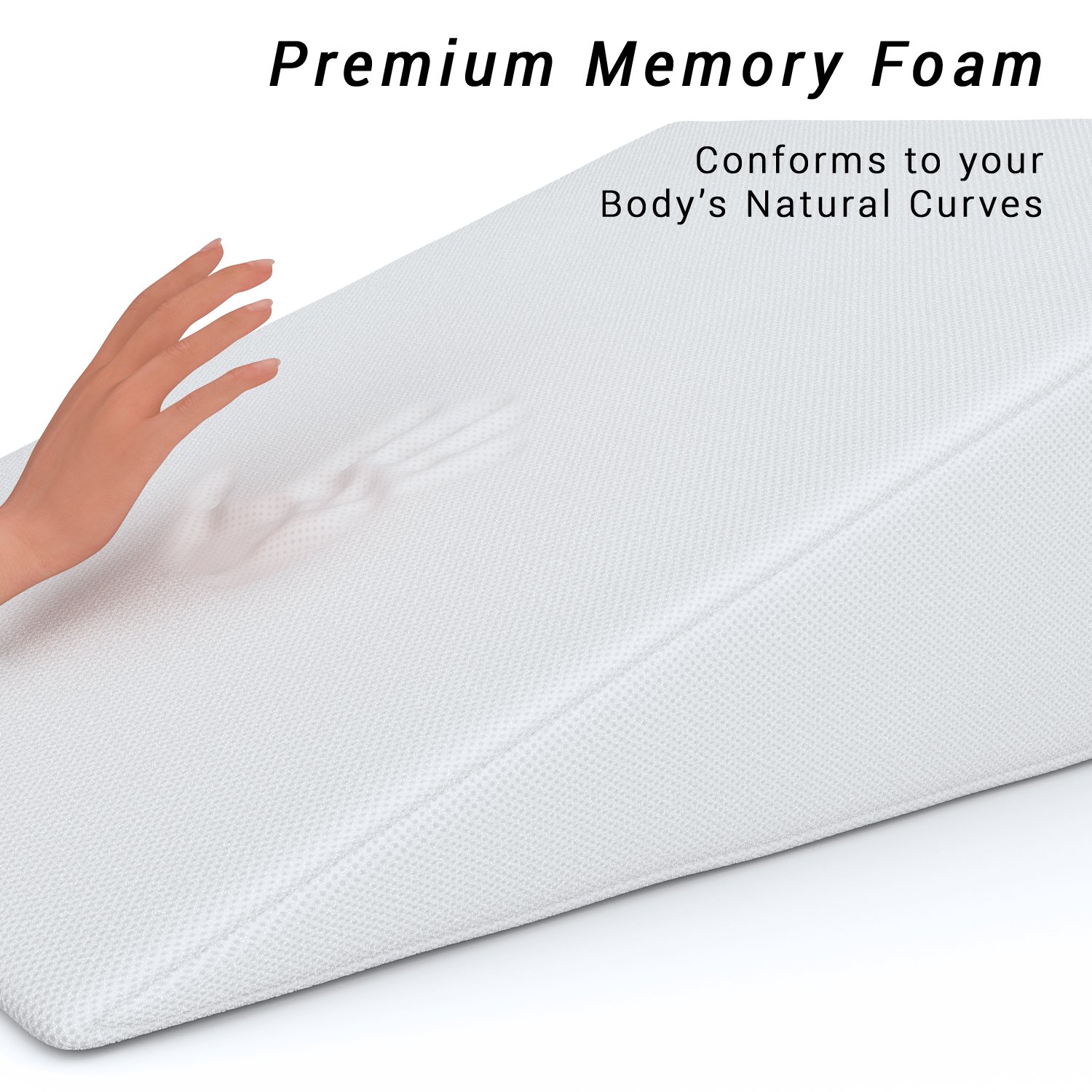 FitPlus Bed Wedge, Premium Wedge Pillow Memory Foam 2 Year Warranty, Acid Reflux Pillow with Removable Cover Dr Recommended for Snoring and Gerds