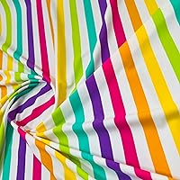 Nylon Spandex Fabric 4 Way Stretch | Colorful Stripes Print | Perfect for Making Designs Swimwear Dresses Dancewear Gym wear Sportswear | Continuous Yard x 60