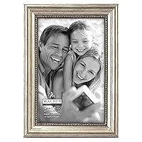 Malden International Designs Classic Wood Picture Frame, 4 by 6-Inch, Silver Bead