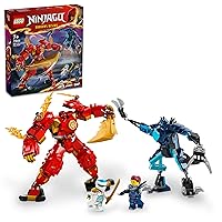 LEGO NINJAGO Kai's Elementary Fire Mecha, Fun Ninja Toy for Kids with Customizable Red Action Figure and Kai and Zane Minifigures, Gift for Boys and Girls 7 Years and Up 71808