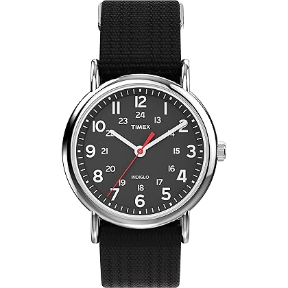 Timex Unisex T2N647 Weekender 38mm Black Nylon Slip-Thru Strap Watch