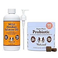 Natural Dog Company Wild Alaskan Salmon Oil & Probiotic Chews for Dogs Bundle: Salmon Oil & Probiotics - Healthy Skin and Coat and Digestive Health Combo for Dogs of All Breeds and Sizes