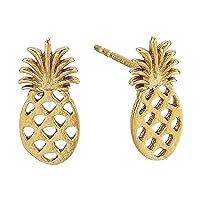 Alex and Ani Women's Pineapple Earrings, 14kt Gold Plated, One Size