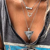DoubleNine Ethnic Bohemian Silver Arrow Archer Pendant Retro Multistrand Necklace Hippy Vintage Jewelry for Women and Girls