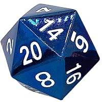 RPG Dice - Metal MTG & DND of D20 Polyhedral Die for Dungeons and Dragons, Magic The Gathering & More - 20 Sided, Solid Metallic, Balanced Feel with Smooth Blue Finish for Playing & Gaming