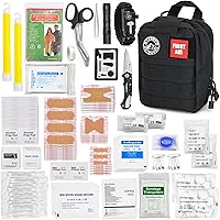The Brazos First Aid Survival Kit, 250 Pieces, Hiking & Camping Essentials, Survival Gear and First Aid Combo for Emergency Preparedness, Lightweight, Portable, Tactical Clips & Closures, Black