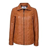 DR202 Women's Casual Semi Fitted Leather Jacket Tan