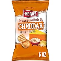Herr’s Potato Chips, Horseradish and Cheddar Flavor, Gluten Free Snacks, 6oz Bag (12 Count)